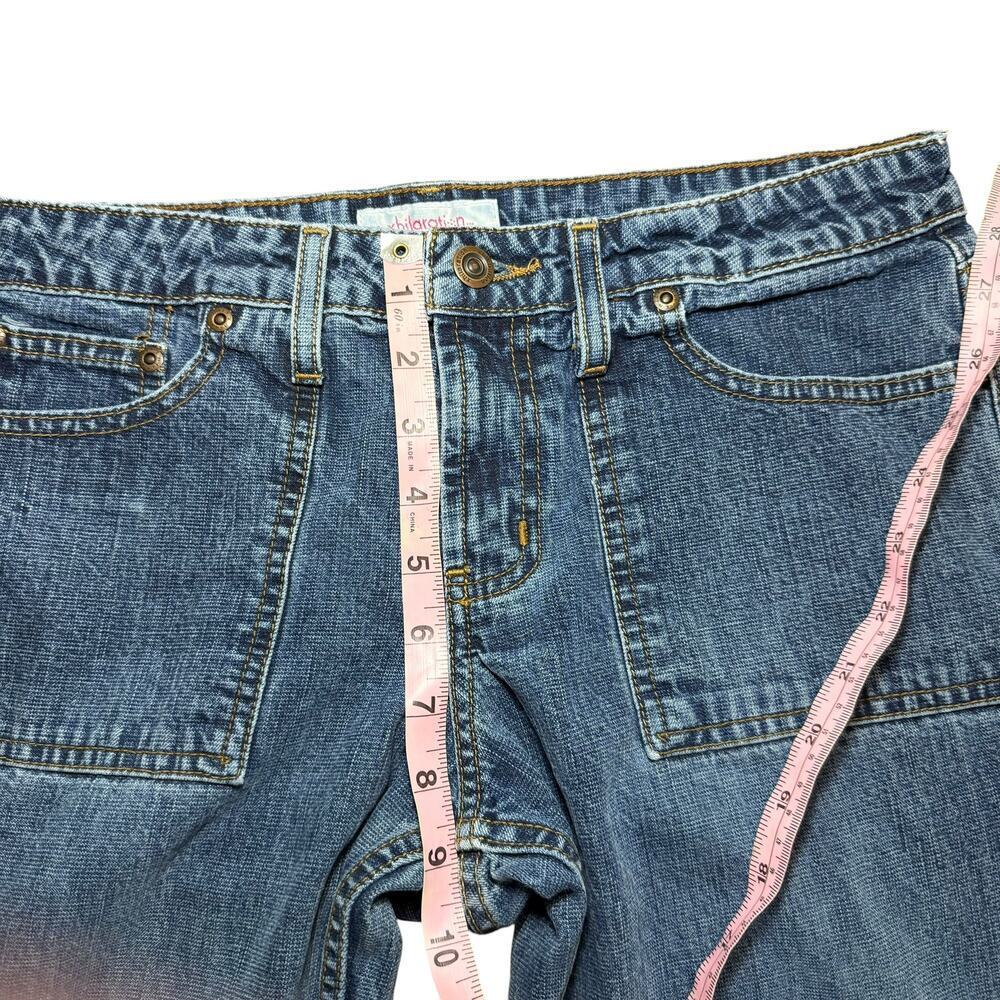 Vintage Y2K Xhiliration Patch Pocket Flare Mid rise Jeans Size 9 - Picture 6 of 8